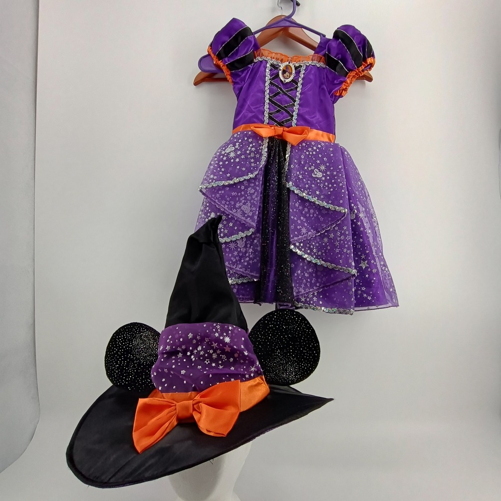 Disney Witch Costume Girls 4 Purple Mickey Mouse Ears Hat Halloween Dress Up